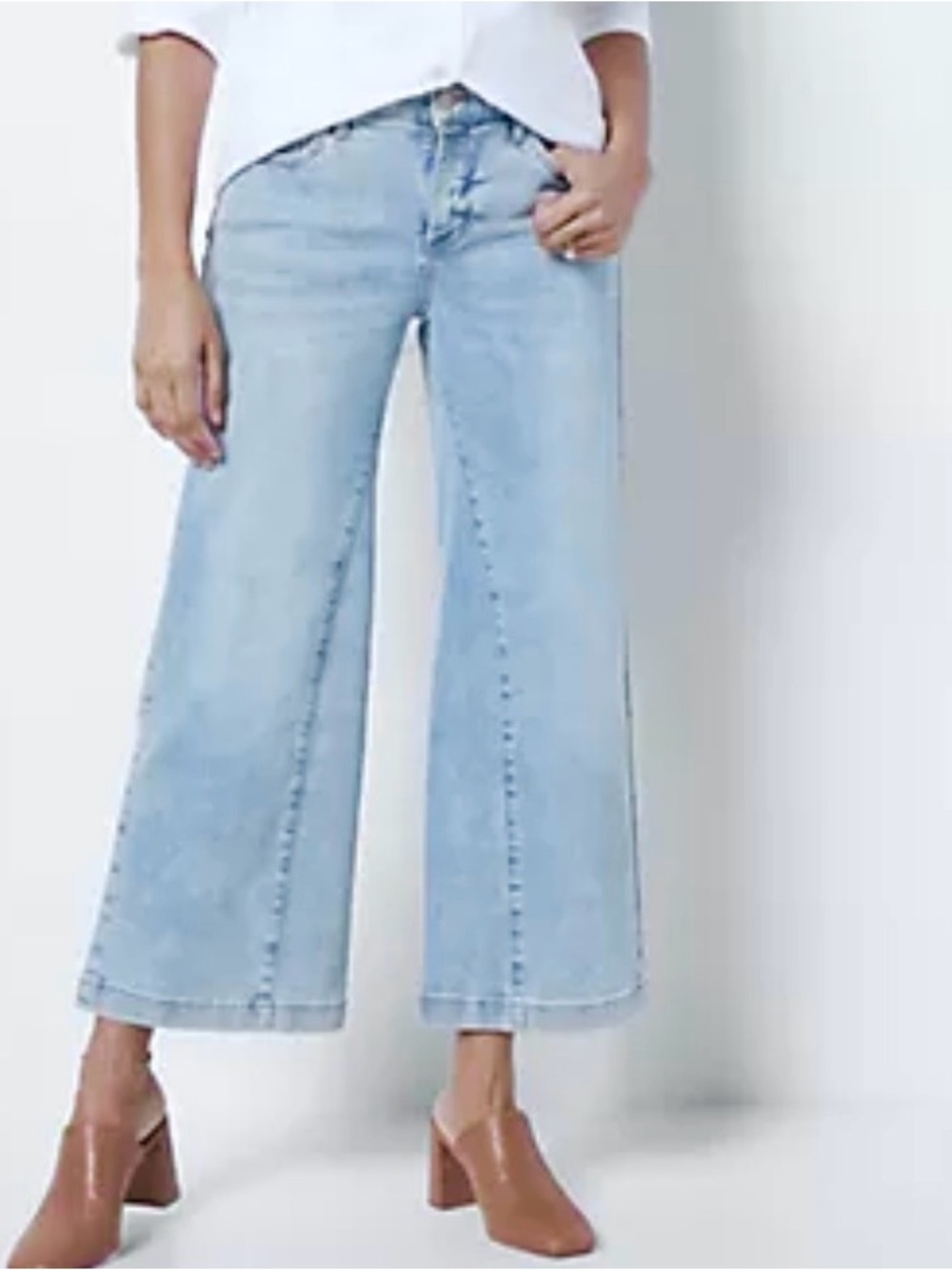 NYDJ Light Blue (Loire) Ankle Length Teresa Wide-Leg Jeans - NWT -size 12 - Picture 6 of 13